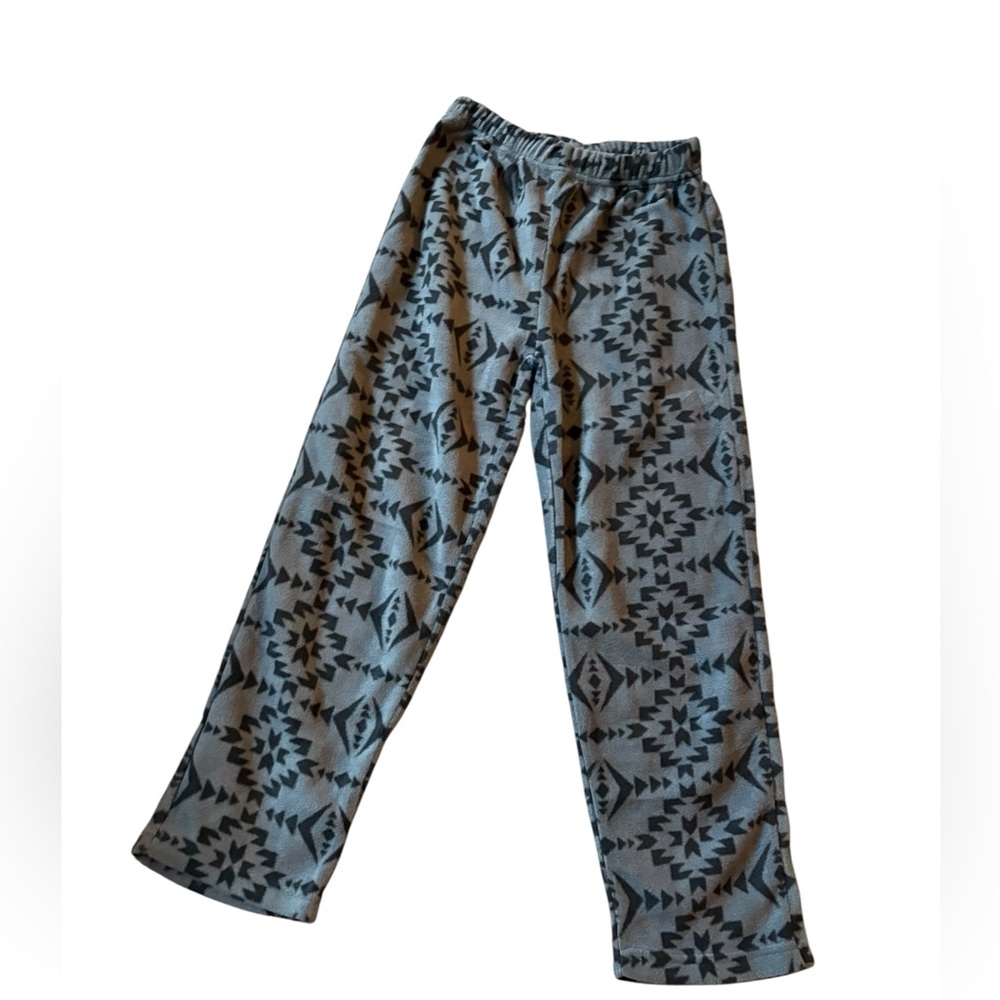 NWT Victory Lounge Youth Flannel Pajama Pants Aztec Print Grey Black Sz M 8-10